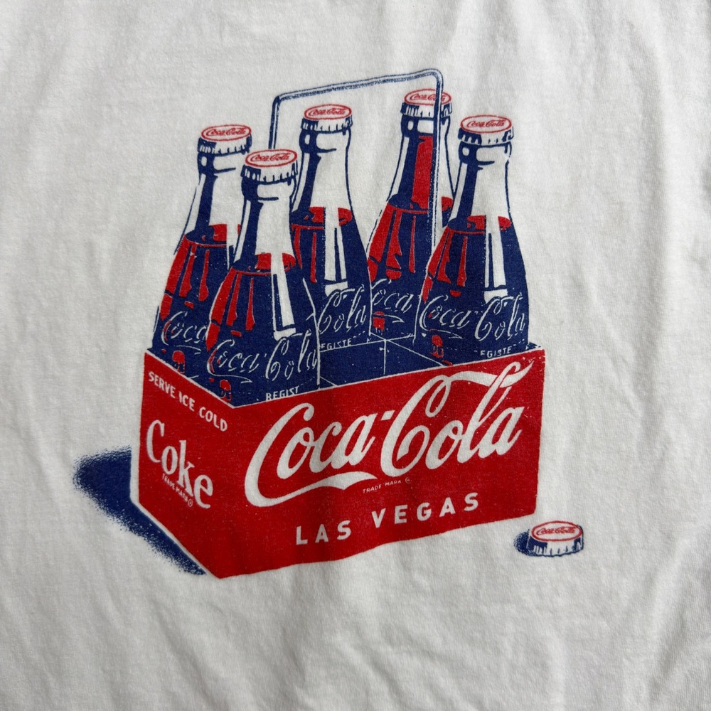 Hanes Coca-Cola Las Vegas Graphic T-Shirt Mens Medium White Coke Bottles Vintage - Picture 4 of 8